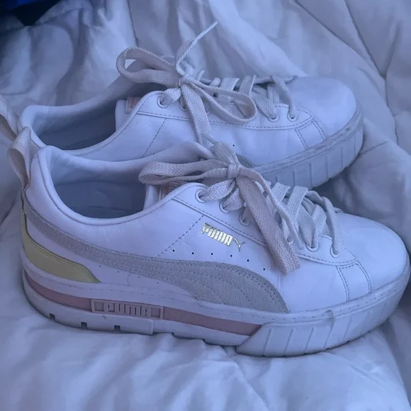 Puma | Shoes | Puma White And Cream Sneakers With Minimalist 
